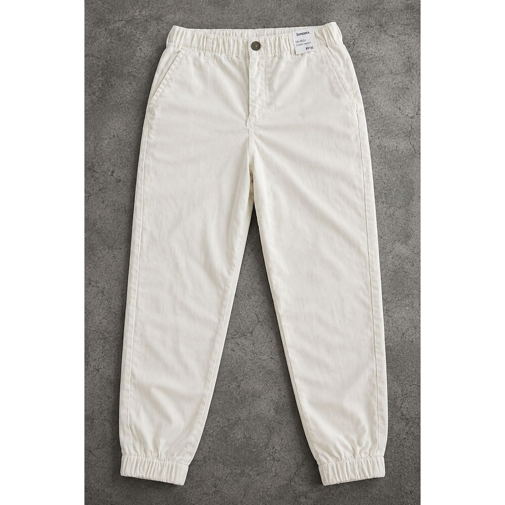 Womens White Corduroy Jogger PXL Pants Sonoma NWT Stretch Mid Rise